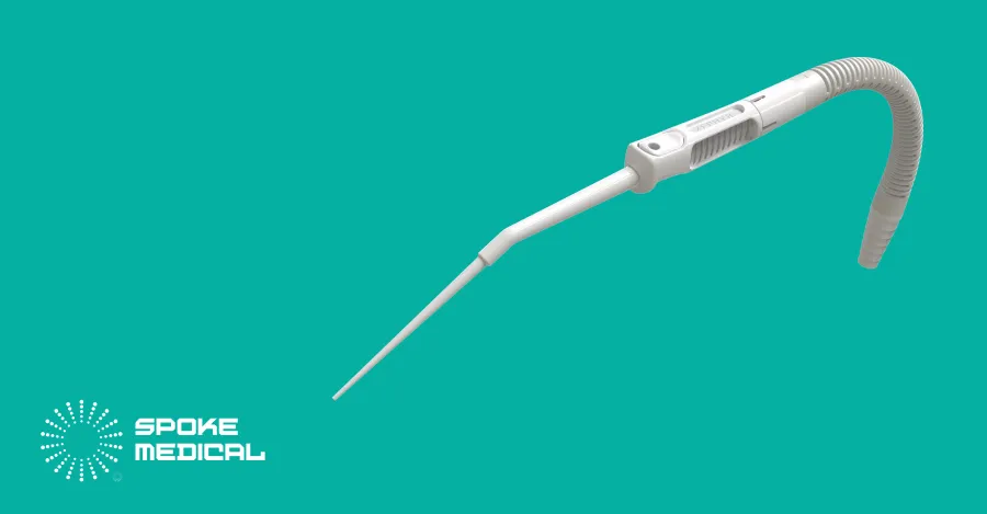 Zephyr microsuction device showing the angled suction tip and flexible tubing